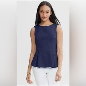 NWT-Banana Republic Navy Blue Sleveless Textured Peplum Top size 6